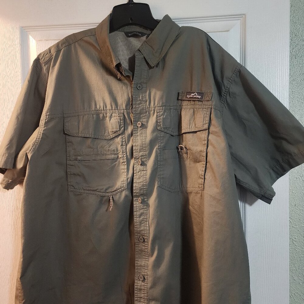 Baylor University Shirt Mens Gray Eddie Bauer Fishing Dress Shirt BU 2XL